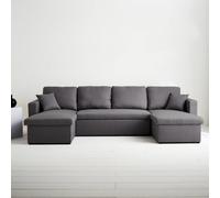 Sweeek - 4-Seater Panoramic Sofa Bed In Fabric Urban Charcoal Grey 281X142X86 Cm