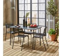 Sweeek - 4-Seater Rectangular Steel Garden Table Set With Chairs Amelia Anthracite 120X70X72.5 Cm