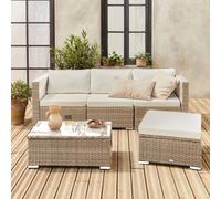 Sweeek. 4-Seater Self-Assembly Polyrattan Garden Sofa Set Torino Beige 70X70X63 Cm
