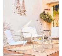Sweeek - 4-Seater Steel Garden Sofa Set Beige 78X122X39 Cm