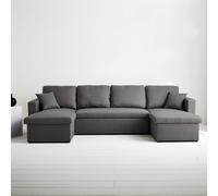 sweeek 4-seater u shaped sofa bed in fabric in Dark Grey sweeek Dark Grey