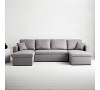 Sweeek - 4-Seater U Shaped Sofa Bed In Fabric Dark Heather Grey 288X146X86 Cm - Urban