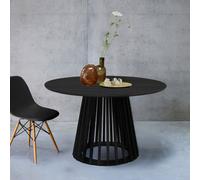 Sweeek - 4-Seater Wooden-Effect Dining Table With Spruce Legs Clara Black 120X120X75 Cm