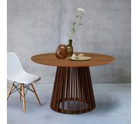 Sweeek - 4-Seater Wooden-Effect Dining Table With Spruce Legs Clara Walnut 120X120X75 Cm