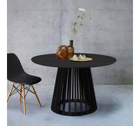 sweeek 4-seater wooden-effect dining table with spruce legs in Black swe lack