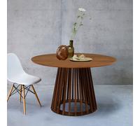 Sweeek - 4-Seater Wooden-Effect Dining Table With Spruce Legs Clara Walnut 120X120X75 Cm