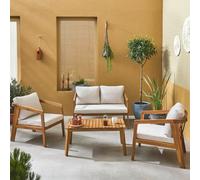 Sweeek - 4-Seater Wooden Garden Sofa Set Beige 108.5X74.7X64.5 Cm - Loberia