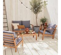 Sweeek - 4-Seater Wooden Garden Sofa Set Ushuaia Natural 123X82.7X74.6 Cm