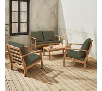 Sweeek - 4-Seater Wooden Garden Sofa Set Ushuaia Natural 123X82.7X74.6 Cm