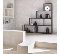 Sweeek - 4-Shelf Industrial Bookshelf In Black Metal Black 160X30X157 Cm - Industrielle