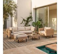 sweeek 5-seater Polyrattan Garden Sofa Set in Beige swe eige