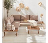 Sweeek - 5-Seater Wooden Corner Garden Sofa Set Buenos Aires White 262.5X79.5X69.5 Cm