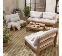 Sweeek - 5-Seater Wooden Garden Sofa Set Bahia Natural 205X94X77 Cm