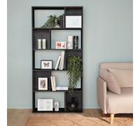Sweeek. 5-Shelf Bookcase With 10 Compartments Pieter Black 83X23.4X173 Cm