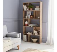 Sweeek. 5-Shelf Bookcase With 10 Compartments Pieter Natural 83X23.4X173 Cm