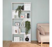 Sweeek. 5-Shelf Bookcase With 10 Compartments Pieter White 83X23.4X173 Cm