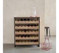 Sweeek. 5-Shelf Wine Rack With Metal And Wood-Effect Loft Natural 75X40X90 Cm