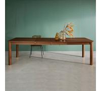 Sweeek - 6-10 Seater Rectangular Extendable Dining Table Rubberwood And Walnut Colored Oak Veneer 170/270X100X75 Cm - Solene
