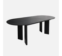 Sweeek - 6-8 Seater Oval Extendable Dining Table Rubberwood And Oak Veneer Black 170/210X90X76 Cm - Albane