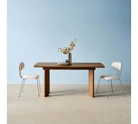 Sweeek - 6-8 Seater Rectangular Extendable Dining Table Rubberwood And Oak Veneer Walnut 170X90X76 Cm - Albane