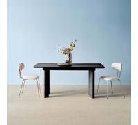 Sweeek - 6-8 Seater Rectangular Extendable Dining Table Rubberwood And Oak Veneer Black 170X90X76 Cm - Albane