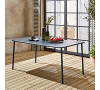 Sweeek - 6-8 Seater Rectangular Steel Garden Table Amelia 160Cm Marine Blue 160X90X72.5 Cm