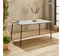 Sweeek - 6-8 Seater Rectangular Steel Garden Table Khaki Green 160X90X72.5 Cm - Amelia 160Cm