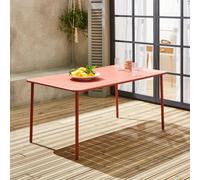 Sweeek - 6-8 Seater Rectangular Steel Garden Table Terracotta 160X90X72.5 Cm - Amelia 160Cm