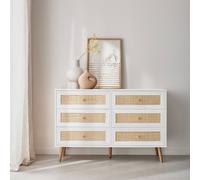 sweeek 6-drawer chest with wood & cane effect in Off-White sweeek Off-White