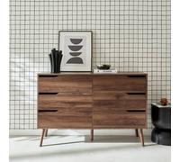 Sweeek - 6-Drawer Chest With Wood Effect Nepal Walnut Wood-Effect 120X40X80 Cm
