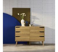 Sweeek - 6-Drawer Chest With Wood Effect Nepal Ash-Effect 120X40X80 Cm