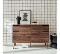 Sweeek - 6-Drawer Chest With Wood Effect Walnut 120X40X80 Cm - Nepal