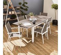 sweeek 6-seater Extendable Aluminium Garden Table With Chairs in White sweeek White