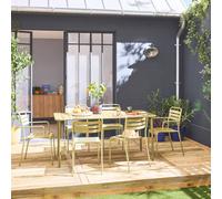 sweeek 6-seater metal garden table with 2 armchairs & 4 chairs in Yellow sweeek Yellow