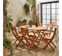 Sweeek - 6-Seater Oval Wooden Folding Garden Table Natural 150X90X74 Cm - Macapa