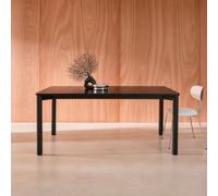 Sweeek - 6-Seater Rectangular Dining Table With Rubberwood And Black Oak Veneer - 180 X 100 X 75 Cm - Solene