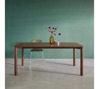 Sweeek - 6-Seater Rectangular Dining Table With Rubberwood And Walnut Oak Veneer - 180 X 100 X 75 Cm - Solene