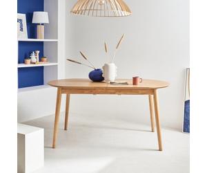 Sweeek - 6 To 8-Seater Extendable Oval Dining Table Natural 160X90X75 Cm - Lisa