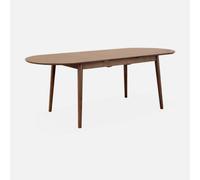Sweeek - 6 To 8-Seater Extendable Oval Dining Table Walnut 160X90X75 Cm - Lisa