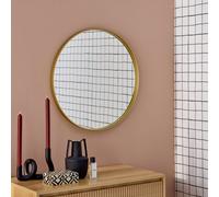 Sweeek - 60Cm Round Metal Mirror Mabel Golden Yellow 60X3X60 Cm
