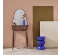 Sweeek - 60Cm Wooden Effect Dresser With A Rounded Mirror And 1 Drawer Linear Walnut 60X35X147.5 Cm