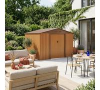 Sweeek - 7.06M² Metal Garden Storage Shed 81X131X187 Cm Wood Colour/brown 277X259X203 Cm - Calaisis