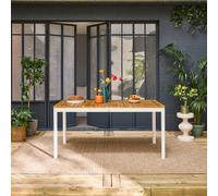 sweeek 8-seater Acacia Wooden Garden Table With Rounded Corners in White sweeek White