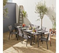 Sweeek - 8-Seater Extendable Aluminium Garden Table Set With Chairs White 244X100X75 Cm - Chicago 8