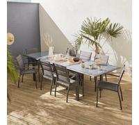 Sweeek - 8-Seater Extendable Aluminium Garden Table Set With Chairs Anthracite 300X100X75 Cm - Philadelphia