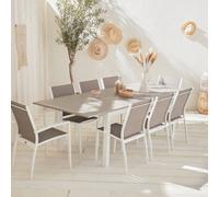 Sweeek - 8-Seater Extendable Aluminium Garden Table Set With Chairs White 244X100X75 Cm - Chicago 8