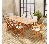 sweeek 8-seater Extendable Wooden Garden Table Set With 8 Chairs in Light Brown sweeek Light Brown