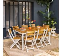 Sweeek - 8-Seater Wooden Garden Table With Rounded Corners White 160X90X75 Cm - Calena + Senora