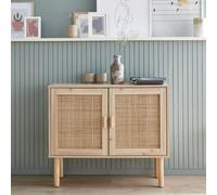 Sweeek - 80Cm Cabinet With Wood And Rattan Decor With 2 Doors Natural 80X30X68 Cm - Camargue