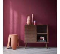 Sweeek - 80Cm Scandi-Style Sideboard Wood Effect And Sliding Door Madere Walnut 80X39X80 Cm